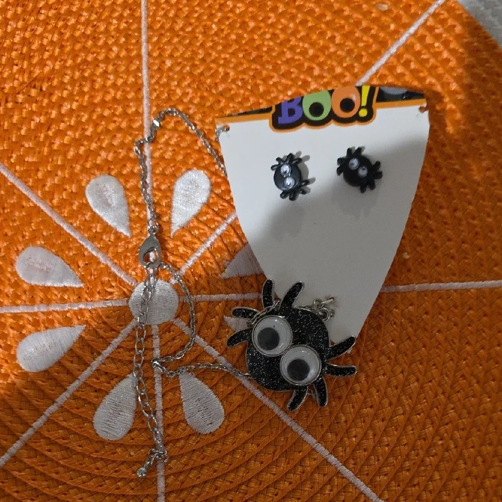 Sparkly‎ Black Spider Kids Jewelry Set
